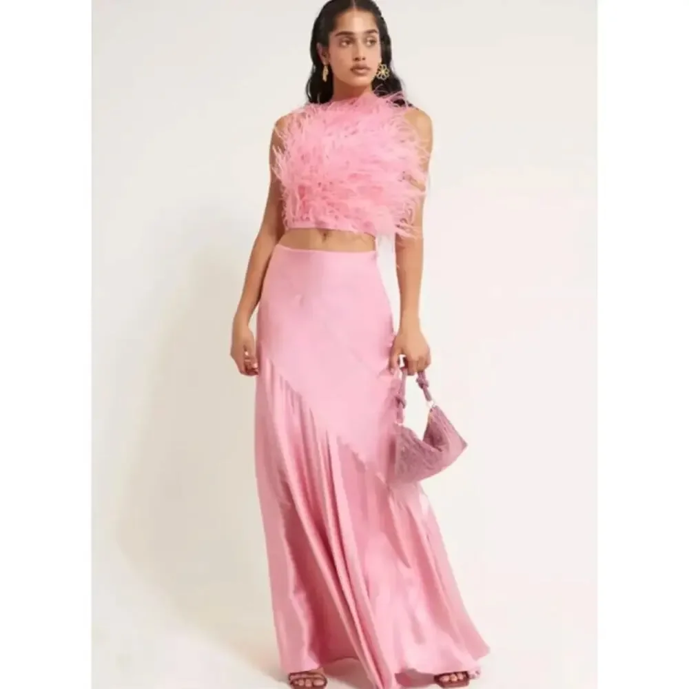 Cult Gaia Skirt Small Pelli Maxi Silk Satin Pink Skirt Party Formal Dressy Chic